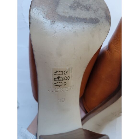 J.Crew Malow Cognac Leather Slide Mules Women’s Size 10 Business Casual Modern - Picture 7 of 11